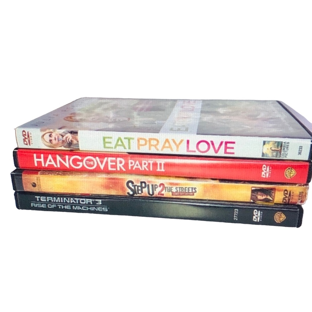 Lot of 4 DVD Video Movies EAT, PRAY, LOVE, Hangover II, Step Up 2, Terminator3,
